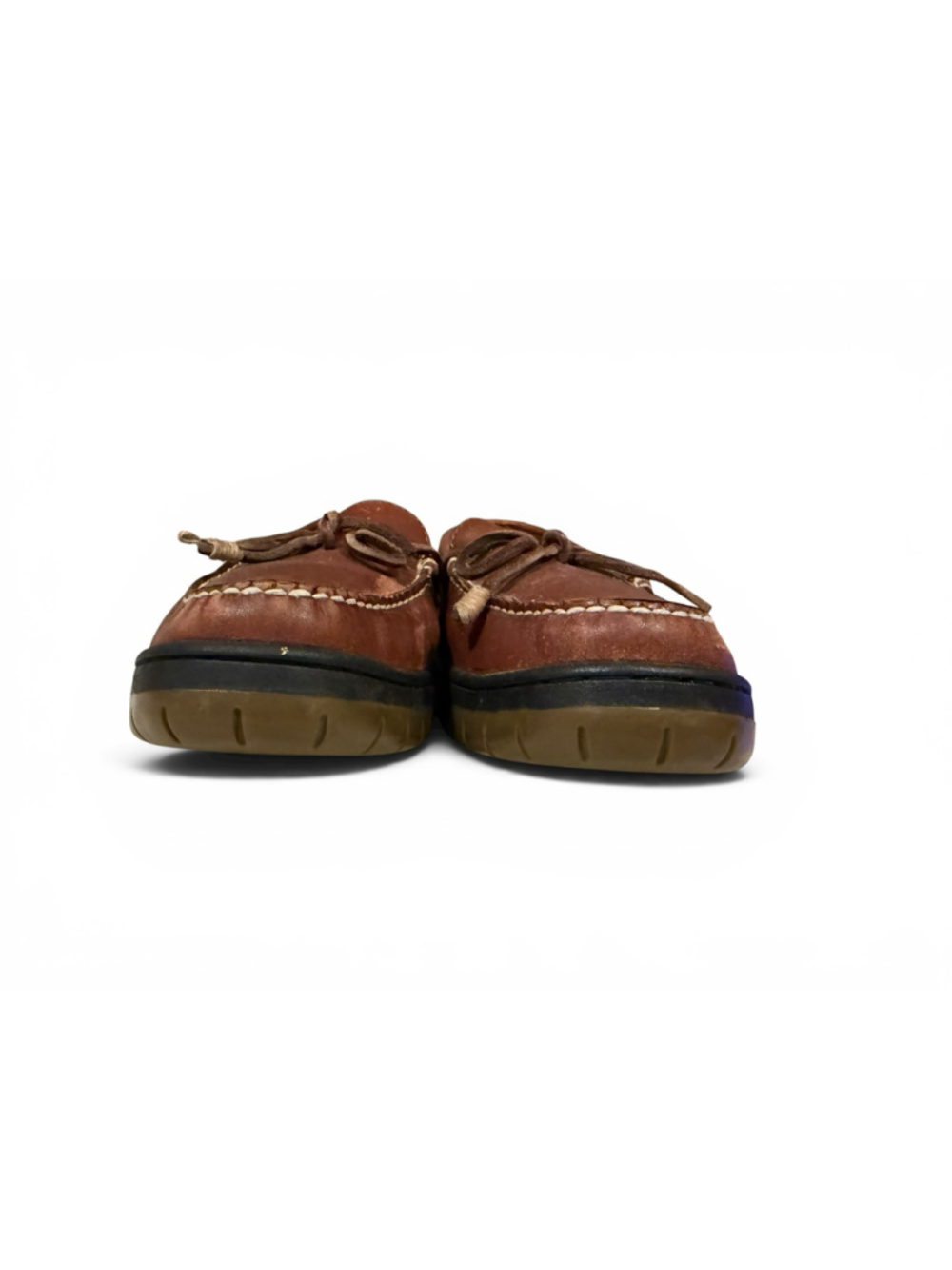 Vintage 90s L.L.Bean Men’s Leather Boat Shoes 10.5M Brown Moc Toe Deck Loafers - Picture 4 of 9